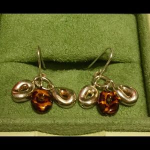 Beautiful Sterling Silver & Tiger Enamel Earrings